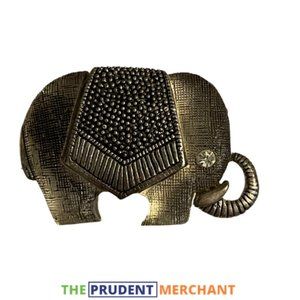 Women's Resin & Brass Tone Rhinestone Eye Textured Brooch Vintage